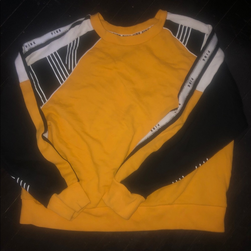 PINK Victoria's Secret Yellow & Black Raglan Sweatshirt